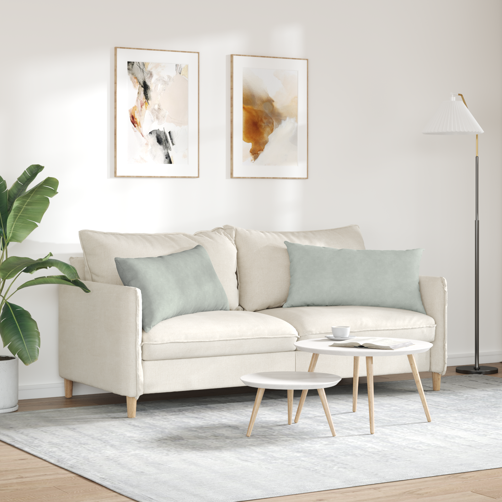 Sofa Cushions 2 pcs Light grey 80 x 40 cm