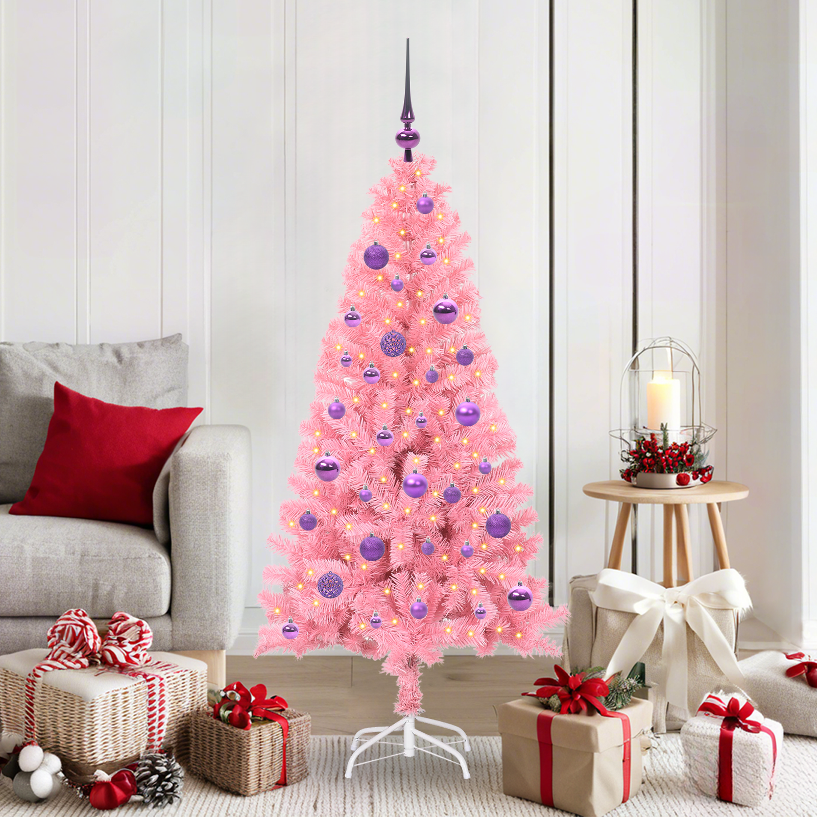 Kalėdų eglutė AURORA WINTER, su 150 LED stovu Rožinė 150 cm.