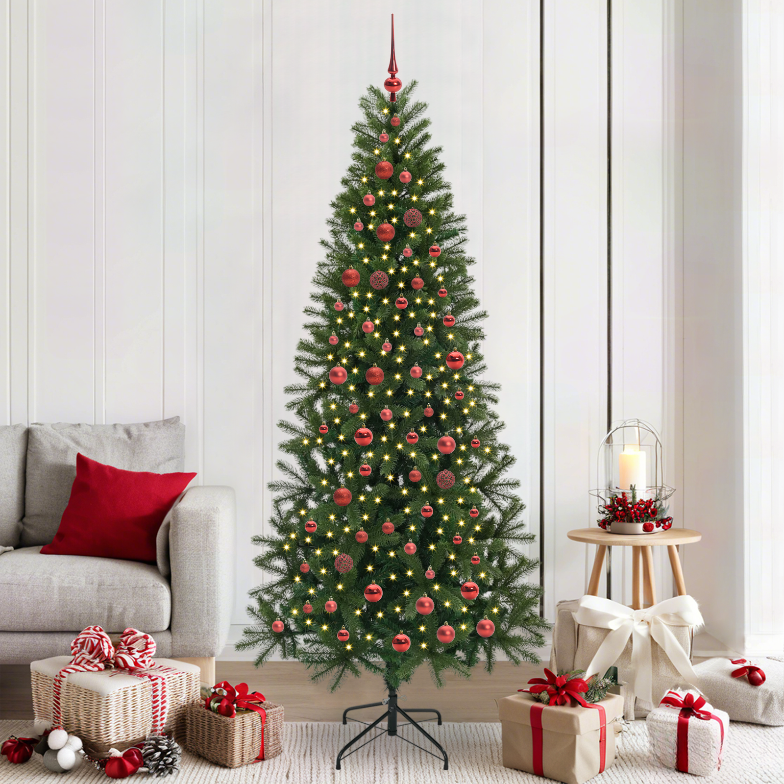 Mākslīgā Ziemassvētku egle ar 300 LED, zaļa, 210 cm, PE un PVC
