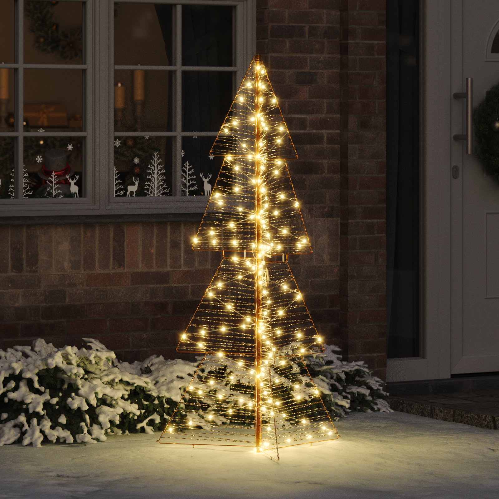 Ziemassvētku egle ar 160 LED silti balta 150 cm PET