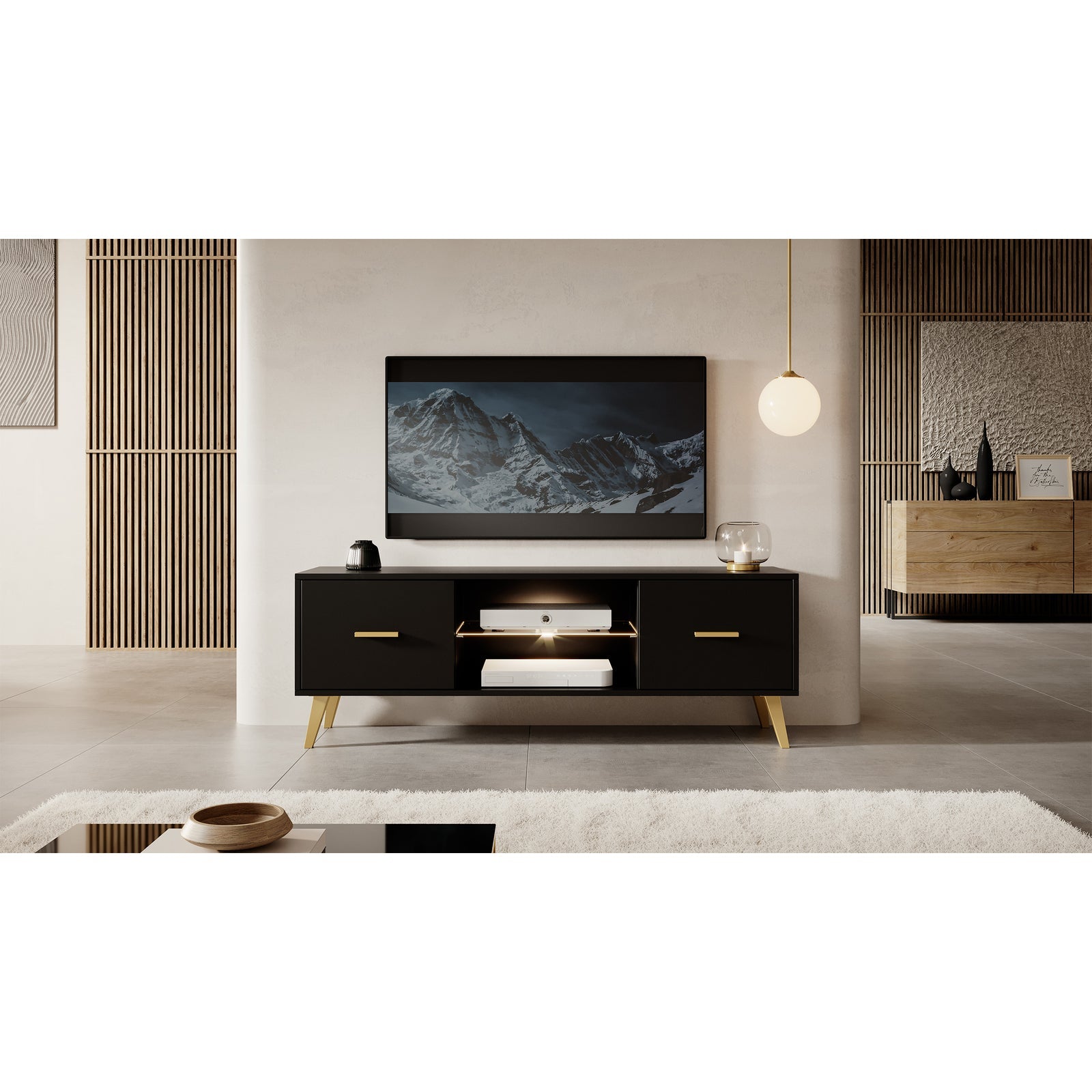 TV staliukas SAVONI, juodas, 140 cm