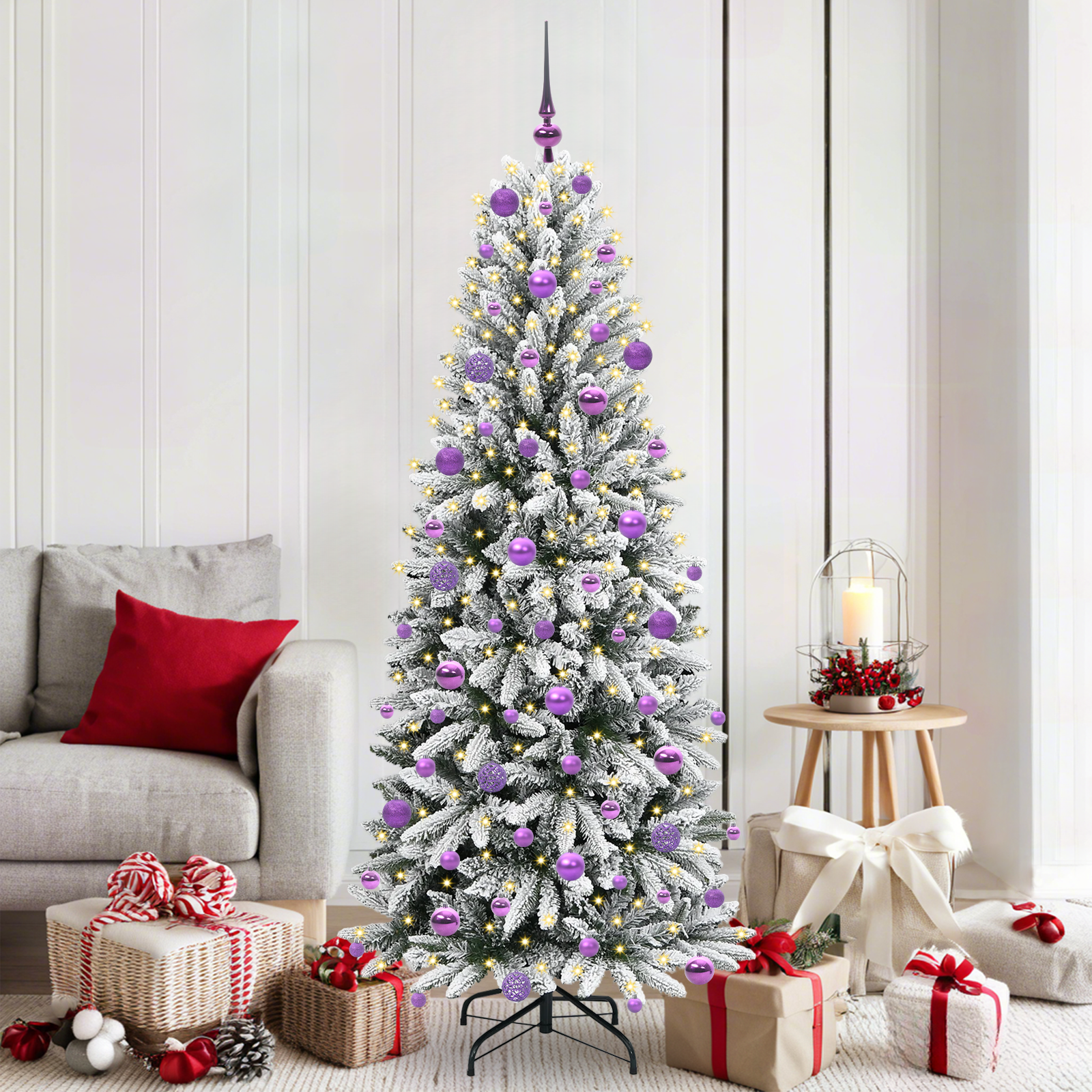 Mākslīgā Ziemassvētku eglīte HORIZON WINTER, ar 300 LED statīvu, balta, 180 cm.