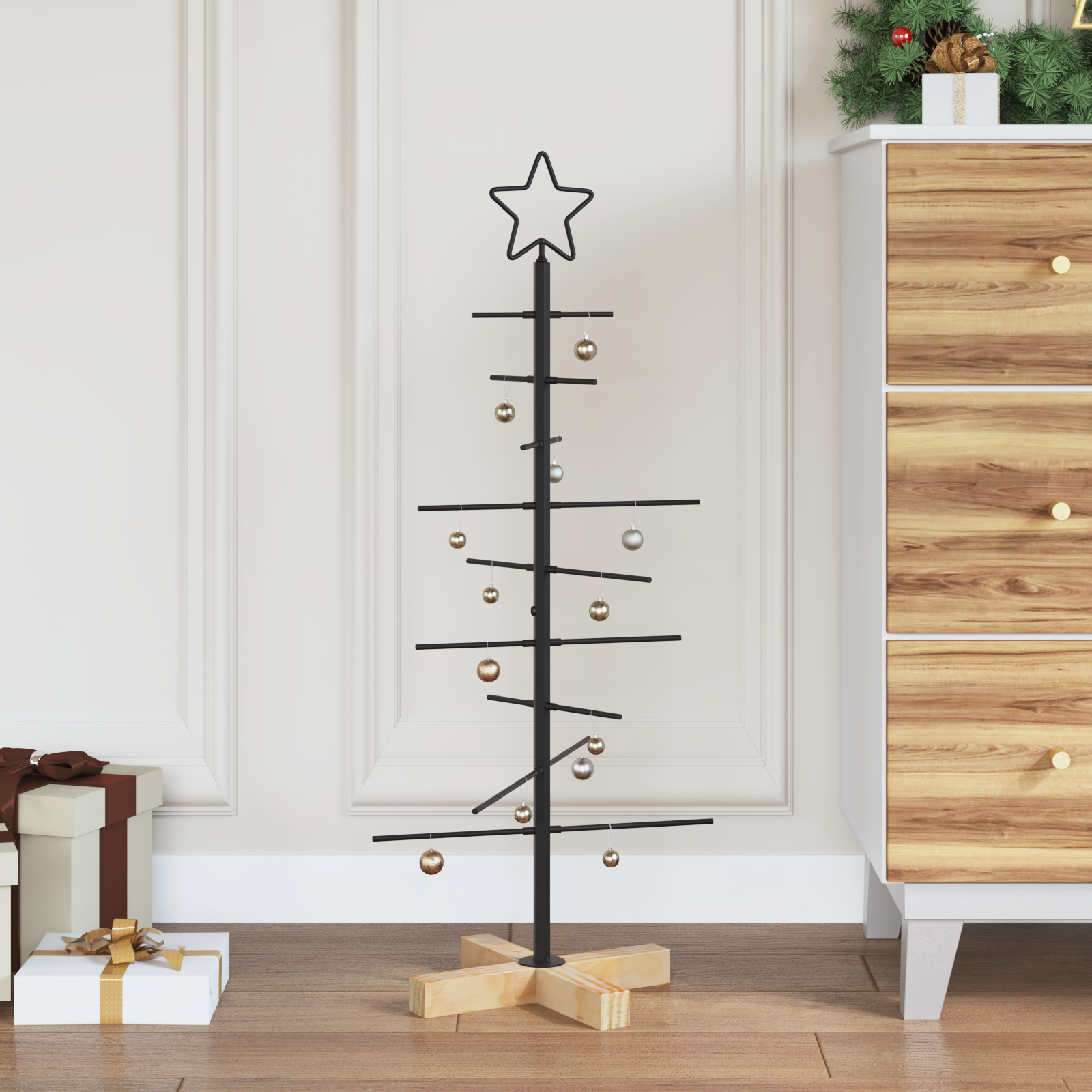 Metalinis Kalėdų medis s stovu Juoda 89 cm