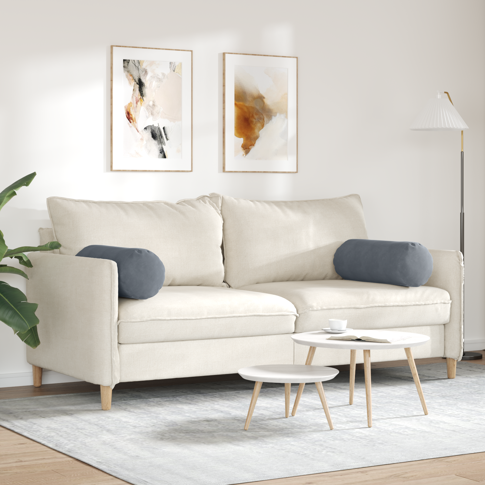 Pagalvės 2 pcs Tamsiai pilka Ø 25 x 70 cm Kordūrinis audinys