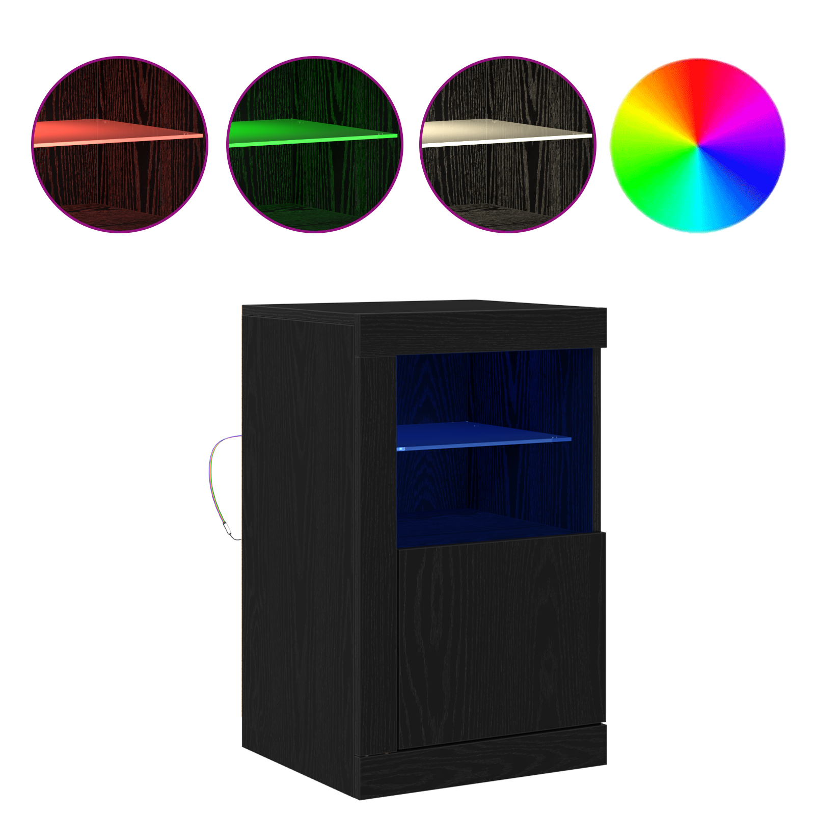 LED Bufete Melnā ozola 41 x 37 x 67 cm Inženierijas koks