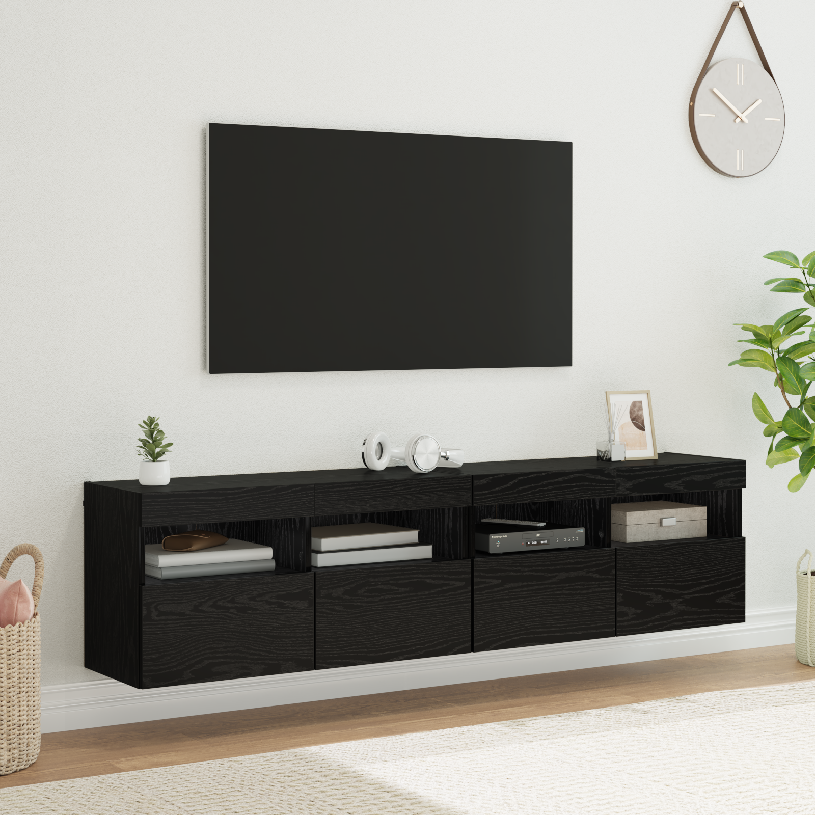 TV sieniniai spintelės 2 pcs Juodas ąžuolas 80 x 30 x 40 cm