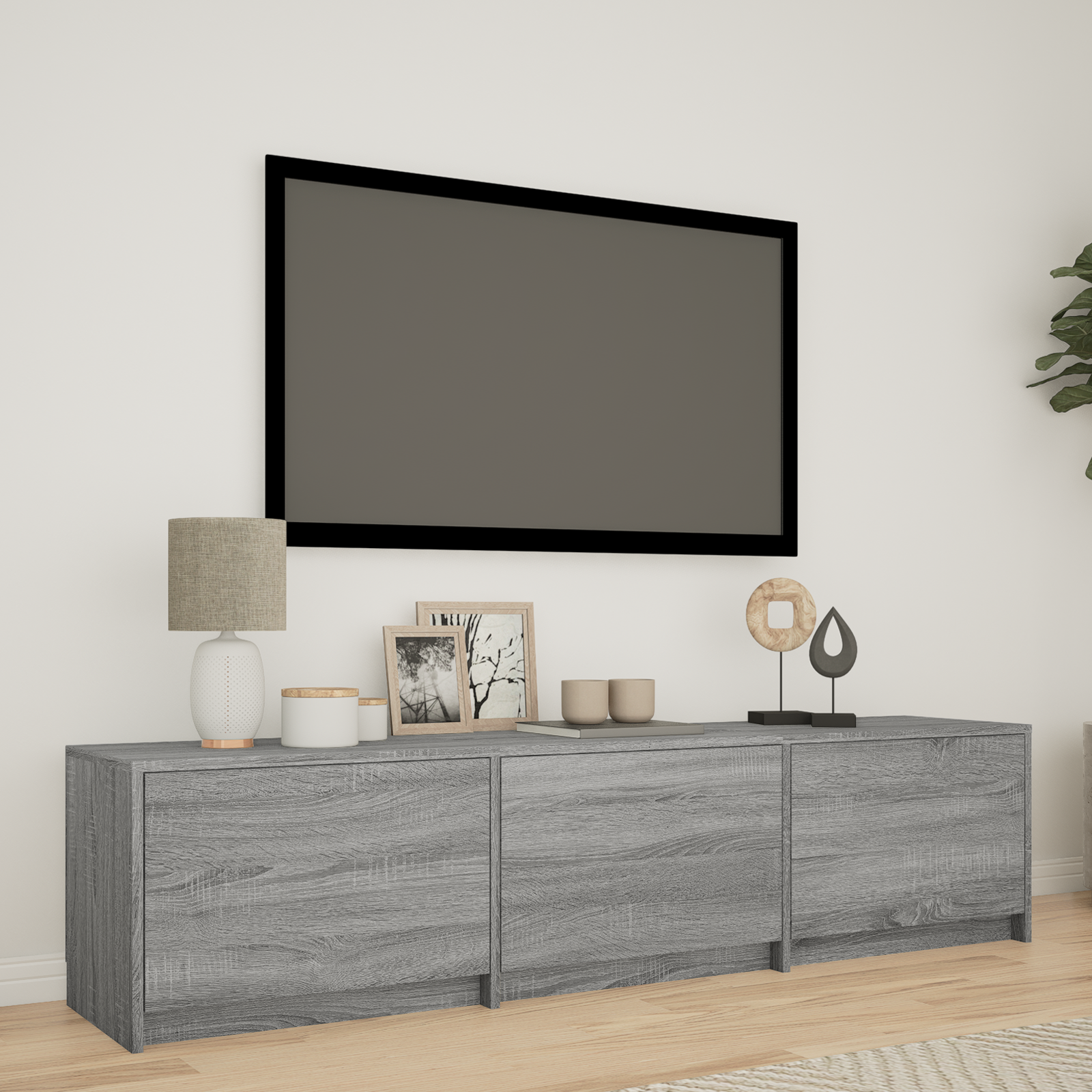 TV spintelė su LED su LED Pilka Sonoma 165 x 34 x 40 cm