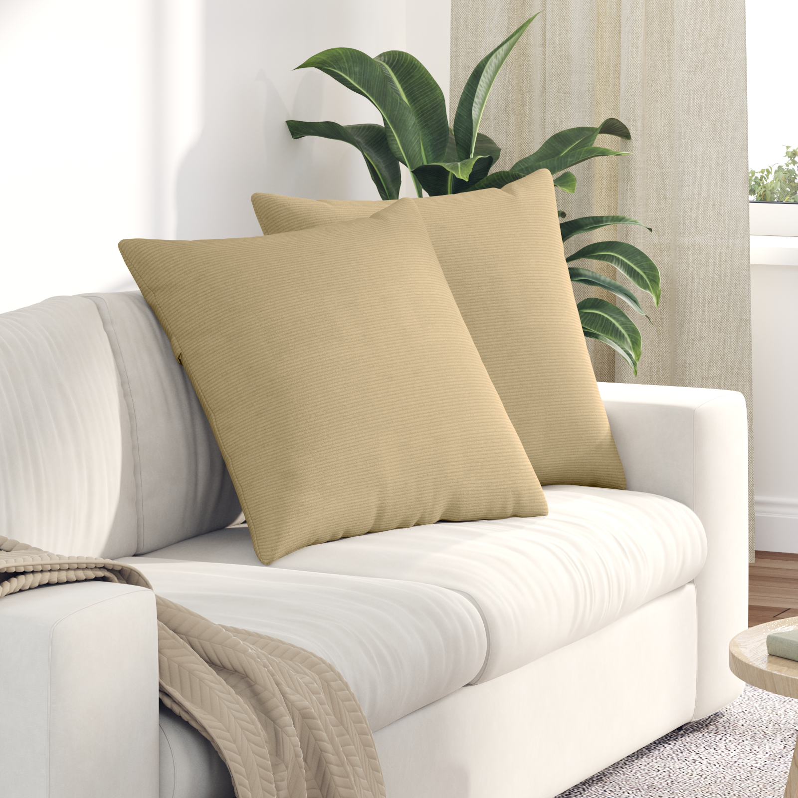 Sofa Pagalvės 2 pcs Pilkai žalia 60 x 60 cm Kordūrinis audinys