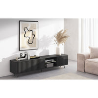 TV spintelė MAGNUS, 175 cm, juoda/ąžuolas