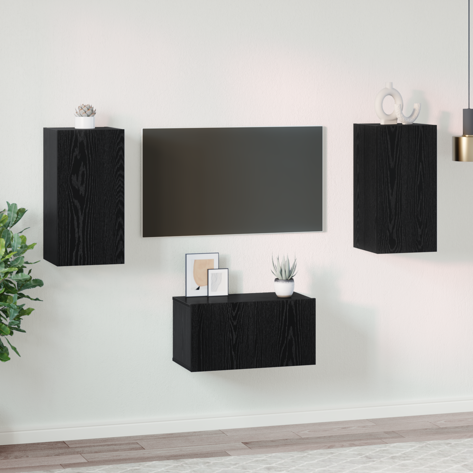 TV spintelių komplektas 3 pcs Juodas ąžuolas 60 x 30 x 30.5 cm