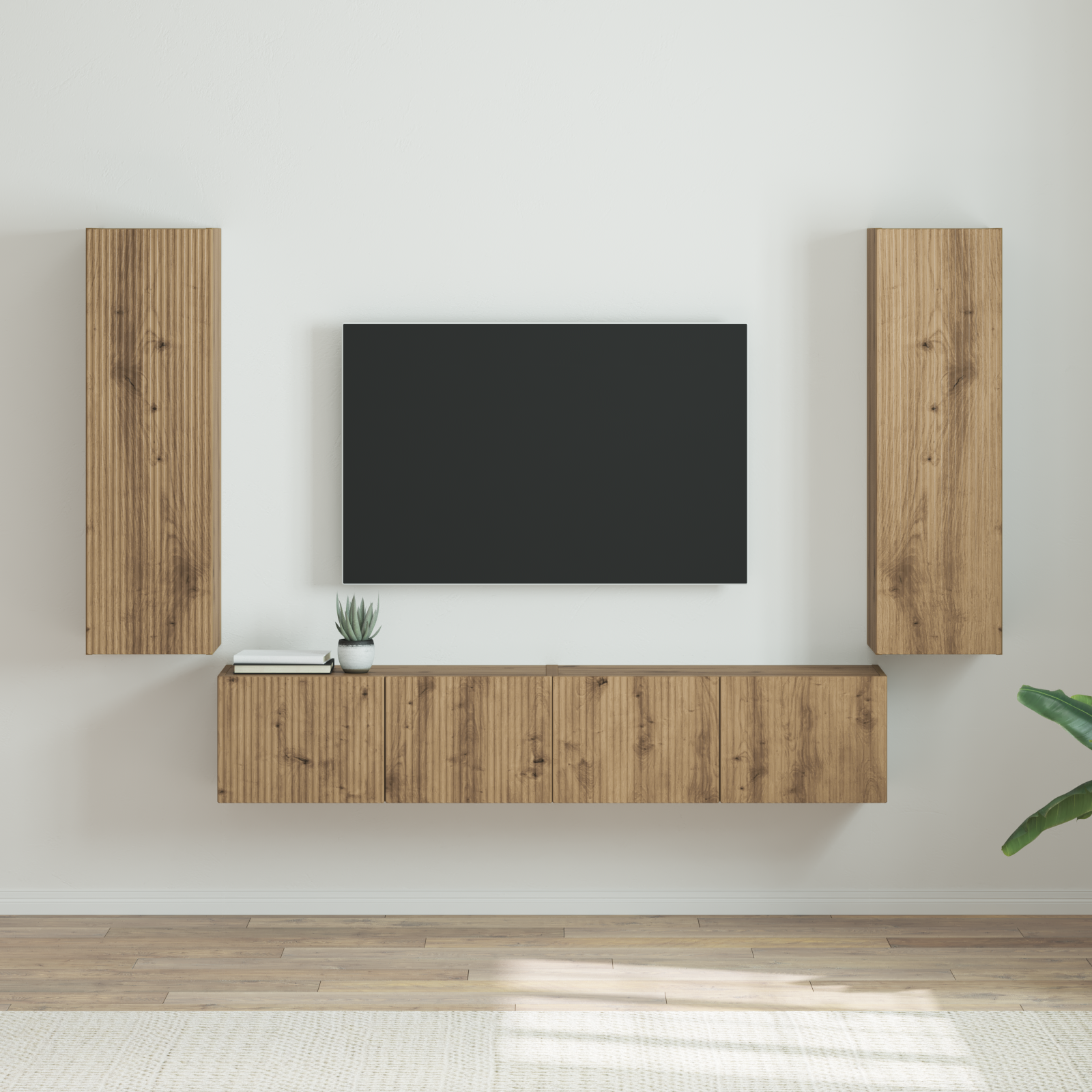 TV sieninė spintelė 2 pcs Meistrų ąžuolas 30 x 31 x 100 cm