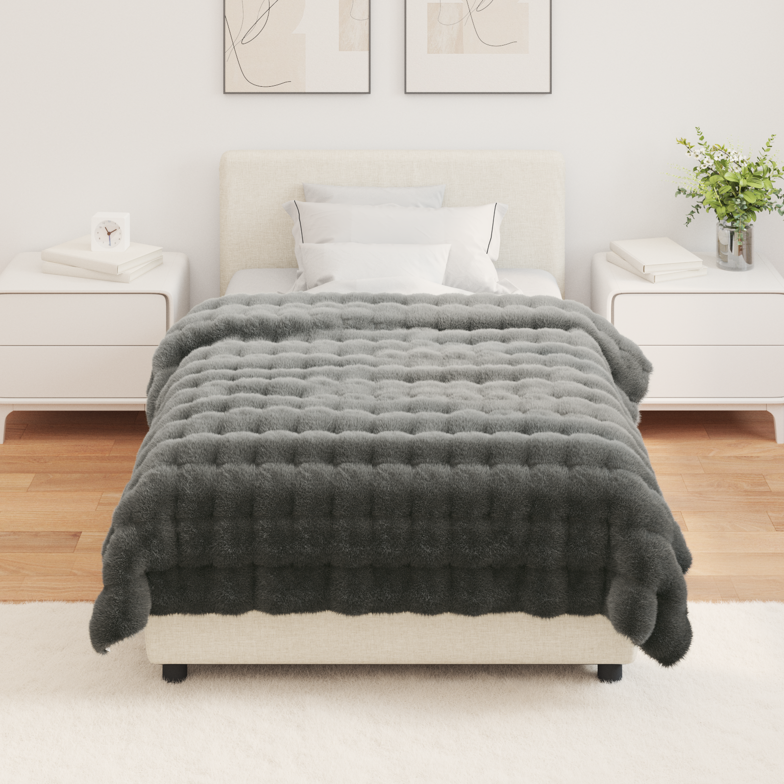 Neslystanti antklodė iš dirbtinio triušio kailio Olite 4 pcs