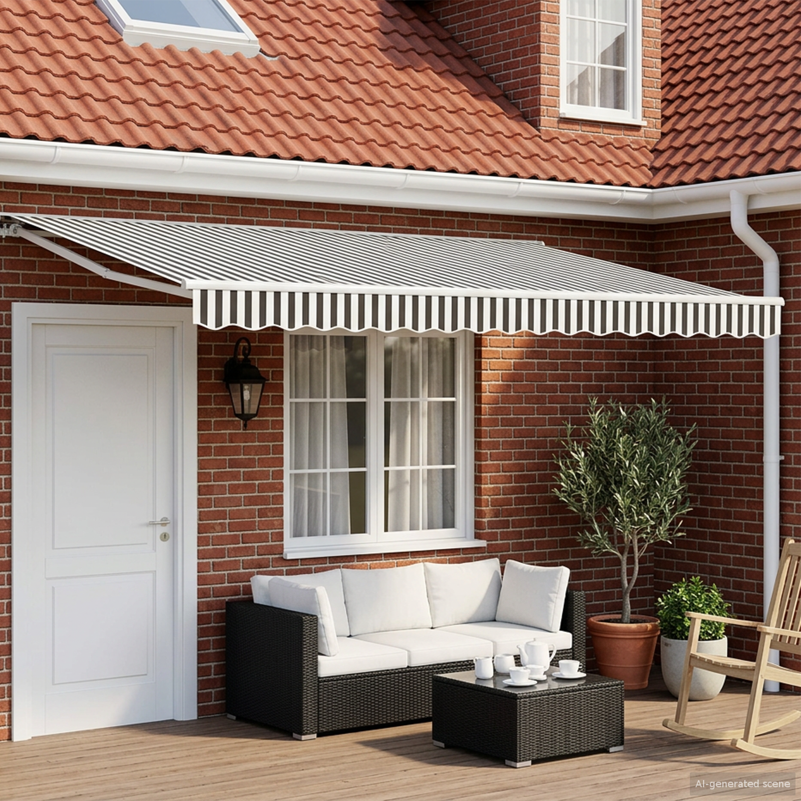 Manual folding awning Anthracite and white 4 x 3 m