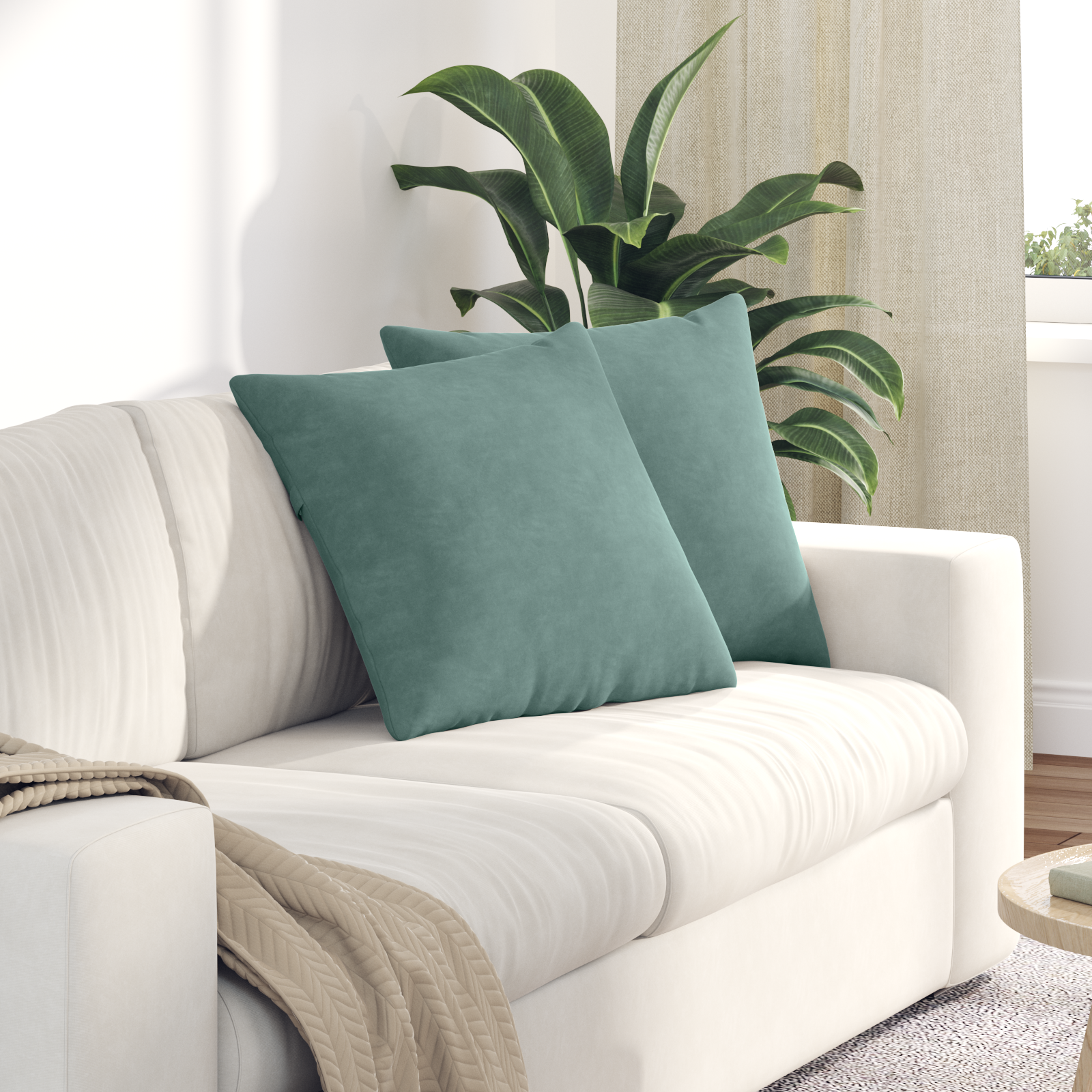 Sofa Pagalvės 2 pcs Jūrinė žalia 50 x 50 cm Kordūrinis audinys