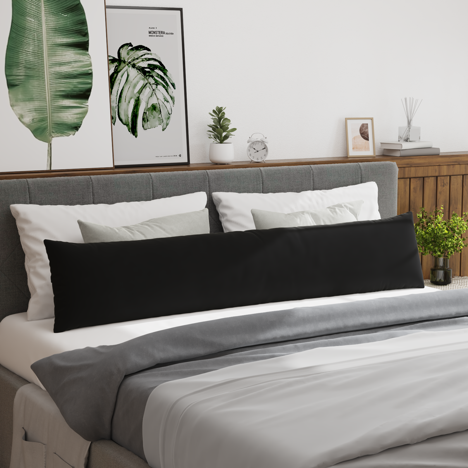 Sofa Pagalvės 2 pcs Juoda 200 x 40 cm Kordūrinis audinys