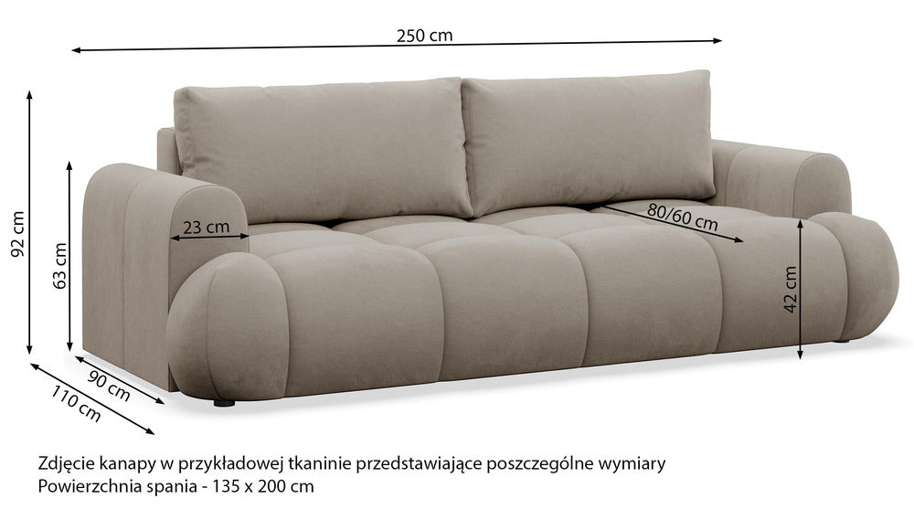 Sofa-lova TARRA, šviesiai pilka