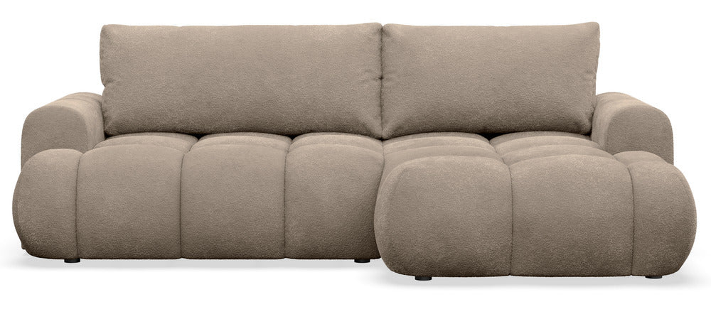 Kampinė sofa TARRA mini, tamsiai smėlinė pliušas