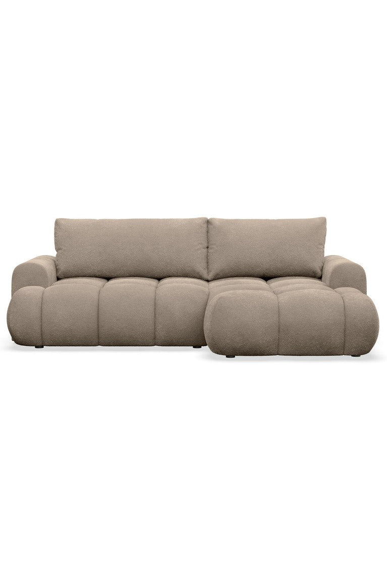 Kampinė sofa TARRA mini, tamsiai smėlinė pliušas