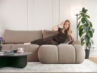 Kampinė sofa TARRA mini, tamsiai smėlinė pliušas