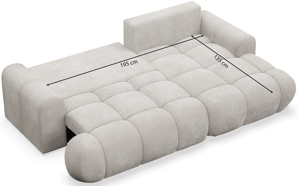 Kampinė sofa TARRA mini, tamsiai smėlinė pliušas