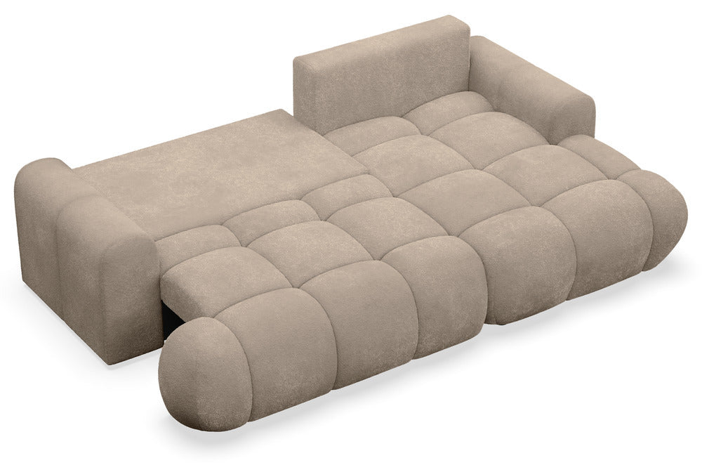 Kampinė sofa TARRA mini, tamsiai smėlinė pliušas