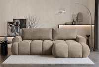 Kampinė sofa TARRA mini, tamsiai smėlinė pliušas
