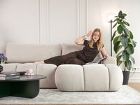 Kampinė sofa TARRA mini, kreminė, dešinė