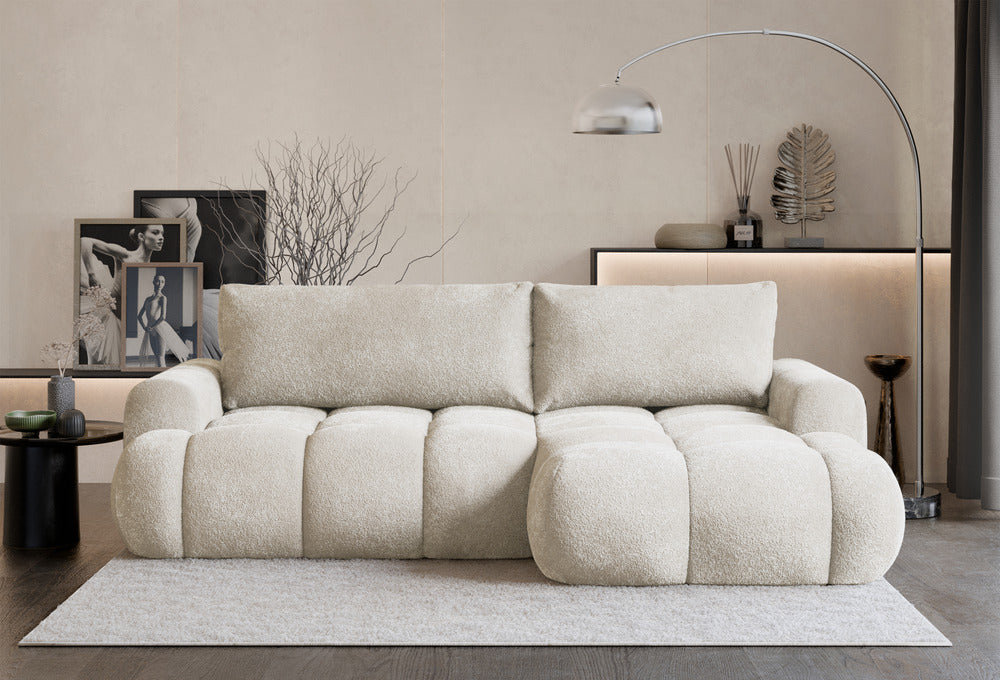 Kampinė sofa TARRA mini, kreminė, dešinė