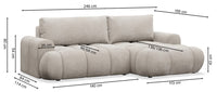 Kampinė sofa TARRA mini, pilka, dešinė