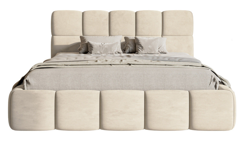 Miegamojo lova SOFTY, šviesi bežinė veliūras