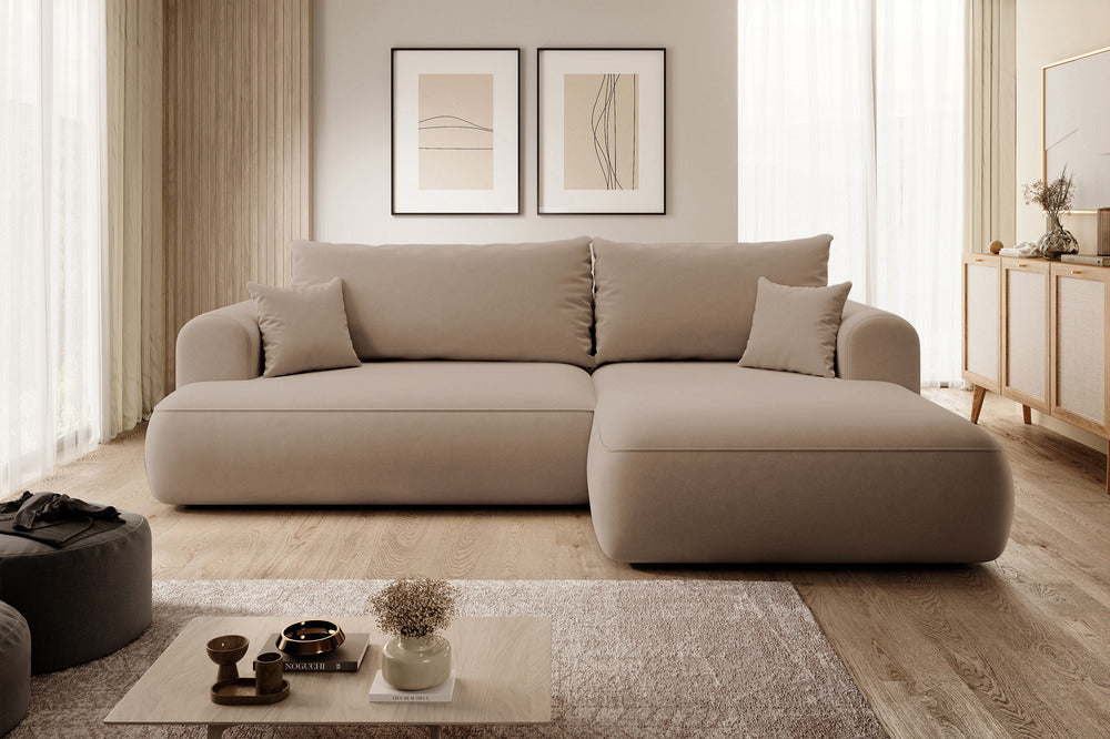 Kampinė sofa CORMAC, smėlinė, dešinė