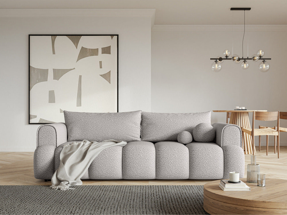Sofa-lova ELIN, šviesiai pilka bouclé