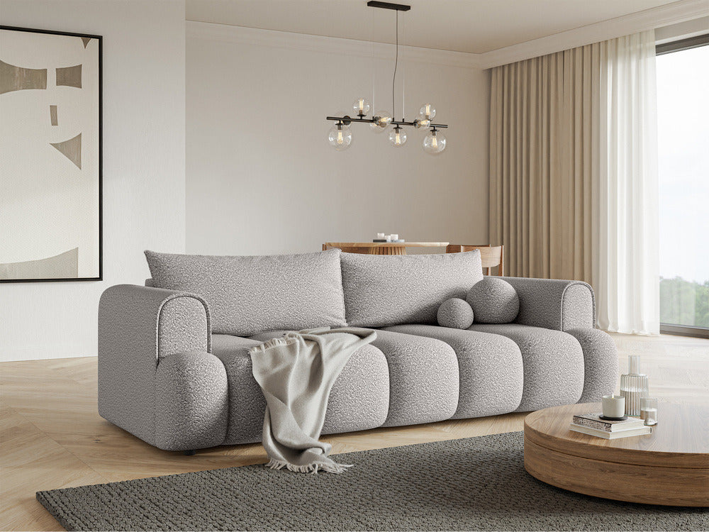Sofa-lova ELIN, šviesiai pilka bouclé