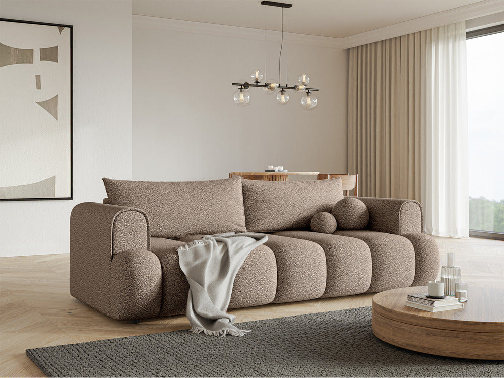 Sofa-lova ELIN, tamsiai smėlinė bouclé