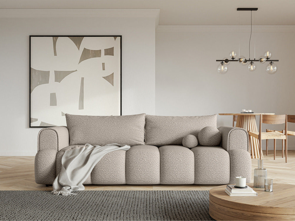 Sofa-lova ELIN, šviesiai smėlinė bouclé
