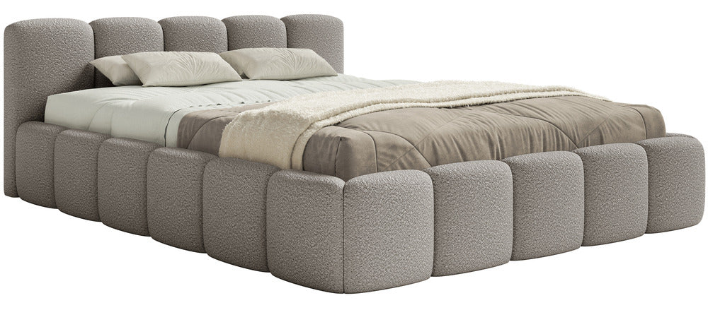 Miegamojo lova SOFTY LOW, pilka boucle