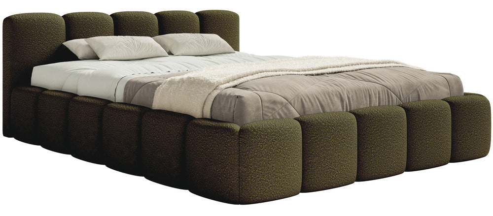 Miegamojo lova SOFTY LOW, alyvuogių boucle