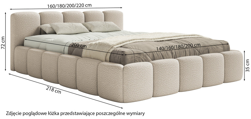 Miegamojo lova SOFTY LOW, ruda boucle