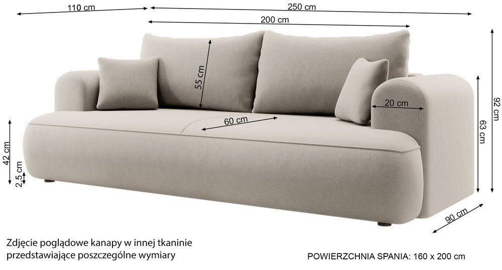 Sofa-lova CORMAC, balta, bouclé