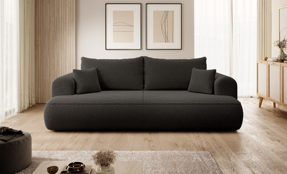 Sofa-lova CORMAC, tamsiai pilka bouclé