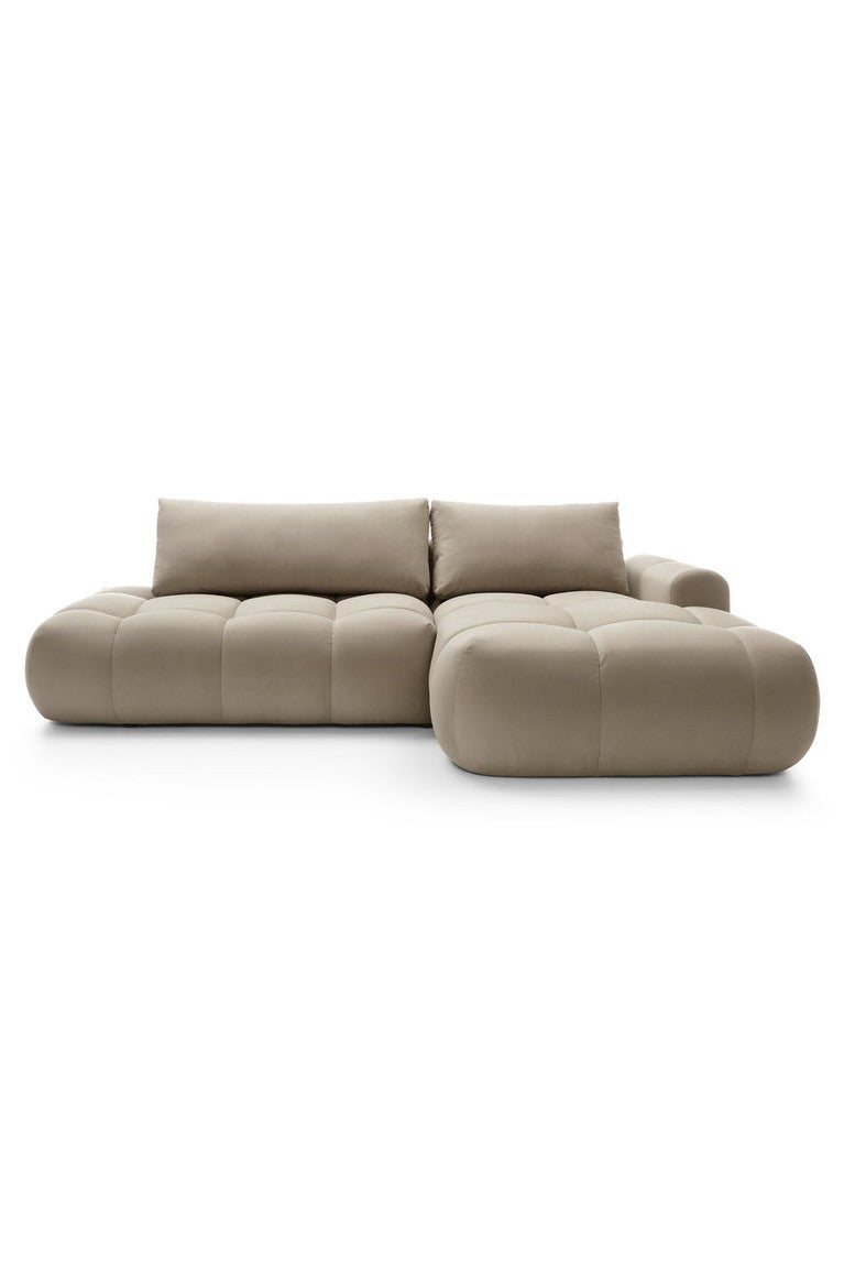 Kampinė sofa TARRA, smėlinis veliūras