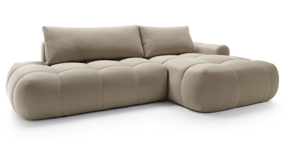 Kampinė sofa TARRA, smėlinis veliūras