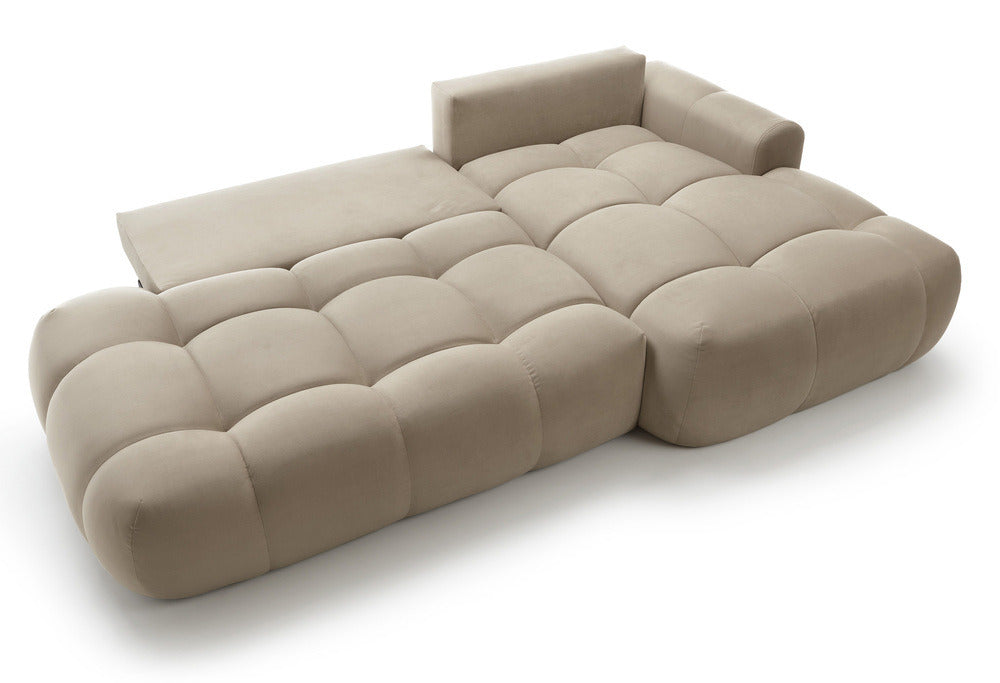 Kampinė sofa TARRA, smėlinis veliūras