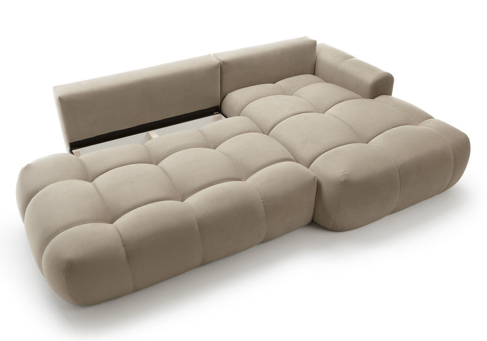 Kampinė sofa TARRA, smėlinis veliūras