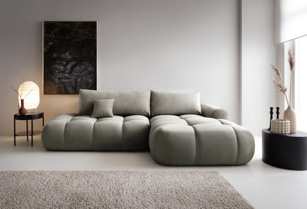 Kampinė sofa TARRA, pilkrusvė, dešinė