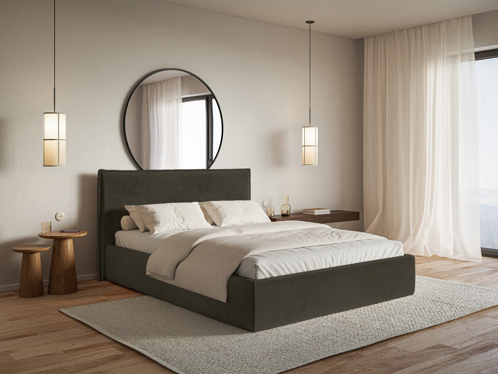 Minkšta lova SOFTIE SLIM, tamsiai žalias veliūras
