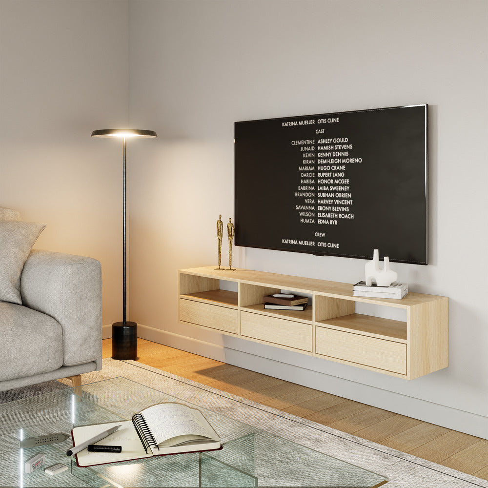 Pakabinama TV spintelė ZARI, ąžuolas, 150 cm, 2
