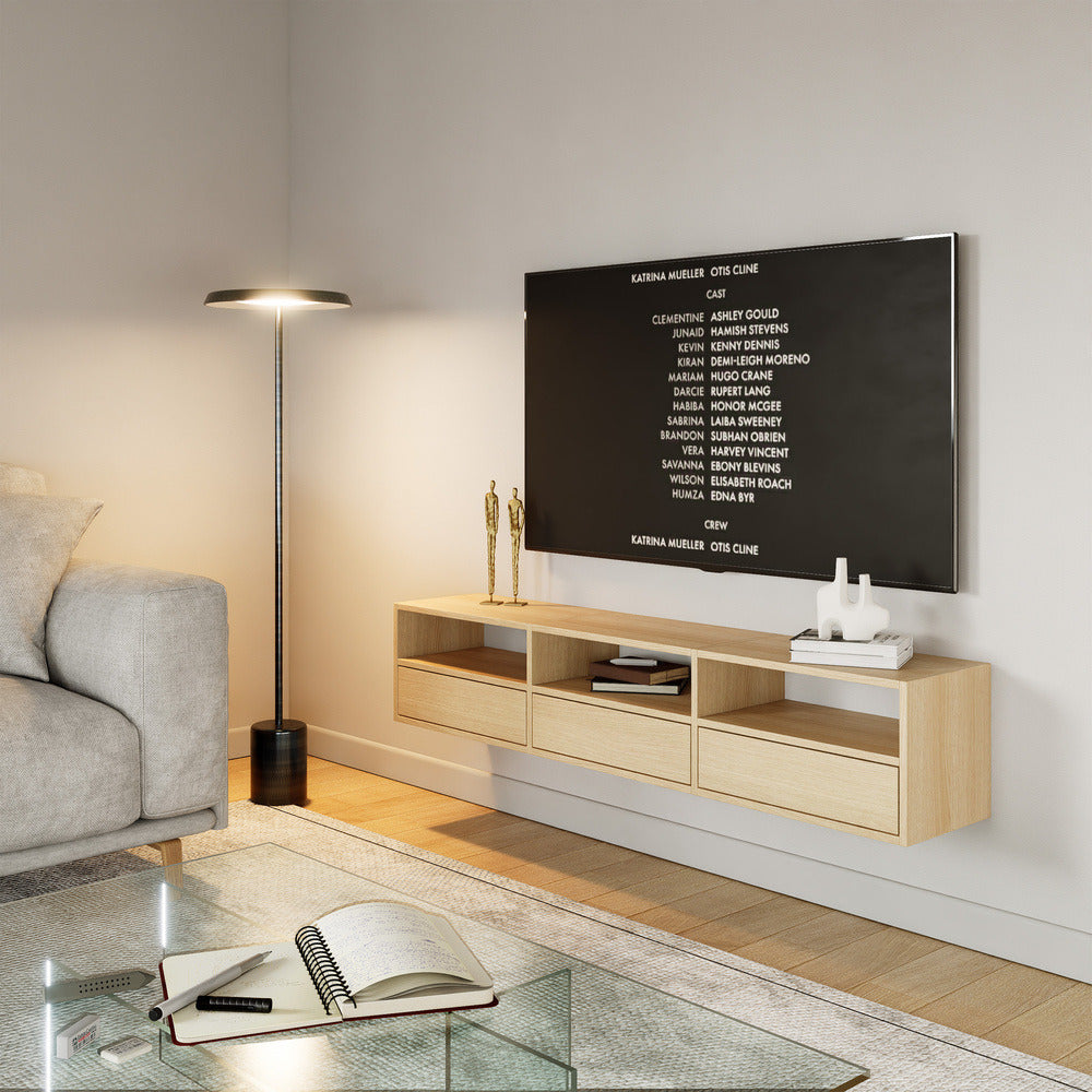 Pakabinama TV spintelė ZARI, ąžuolas, 150 cm, 2