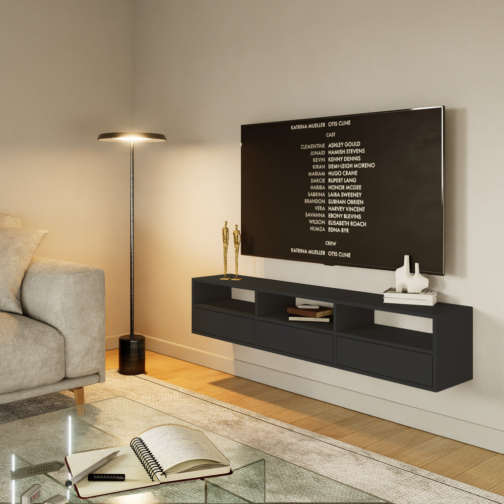 Pakabinama TV spintelė ZARI, juoda, 150 cm, 2