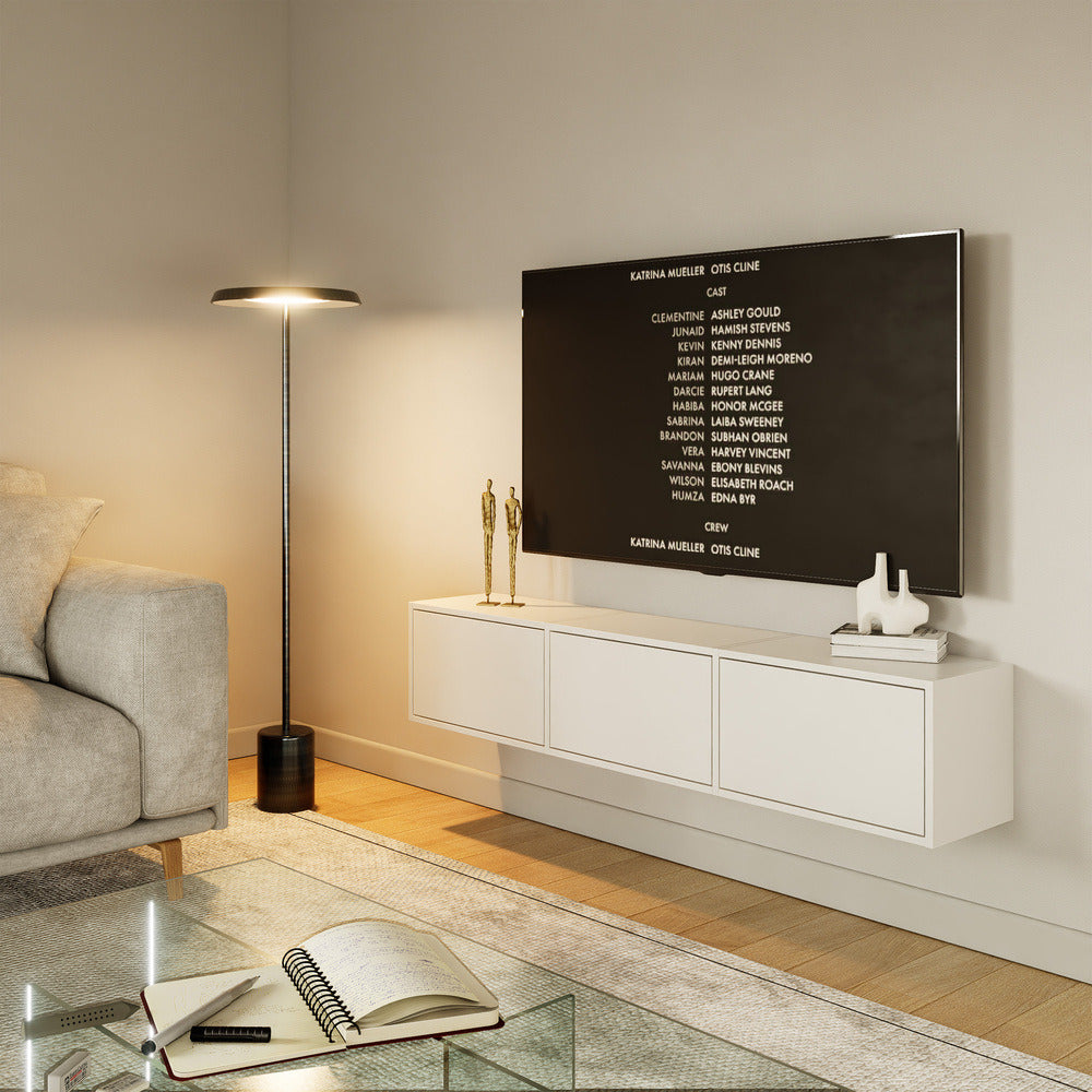 Pakabinama TV spintelė ZARI, balta, 150 cm